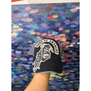 Sons of Anarchy Grim Reaper Baseball Cap Hat Black Grey Mens Two Tone